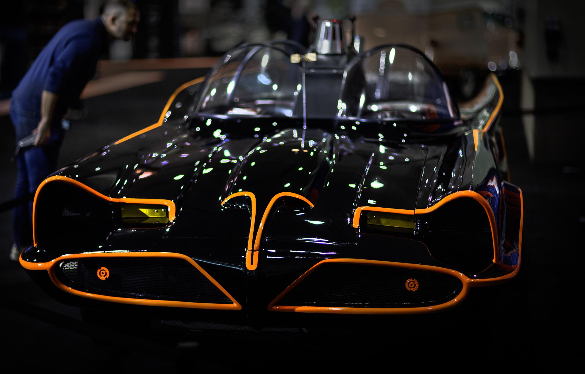 The Batmobile, which started life as a Ford Lincoln Futura, on display at the L.A. Auto Show.